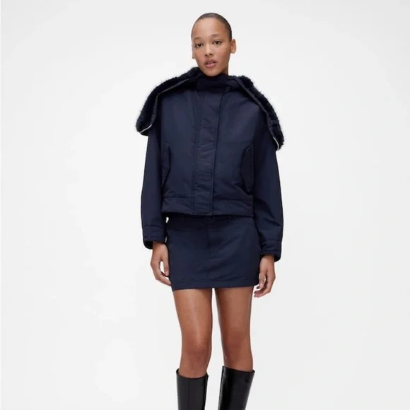 Gap Studio Faux fur lined crop bomber jacket - Picture 3 of 10